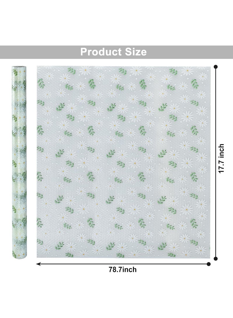 Shelf Liner, Waterproof Refrigerator Liner, Drawer Liners for Kitchen Cabinet, Bathroom Sink Mat No Slip Cupboard Mats Non Adhesive Fridge Liner EVA Place Mats Roll - Leaf Daisy 2"×17.7" - Image 2